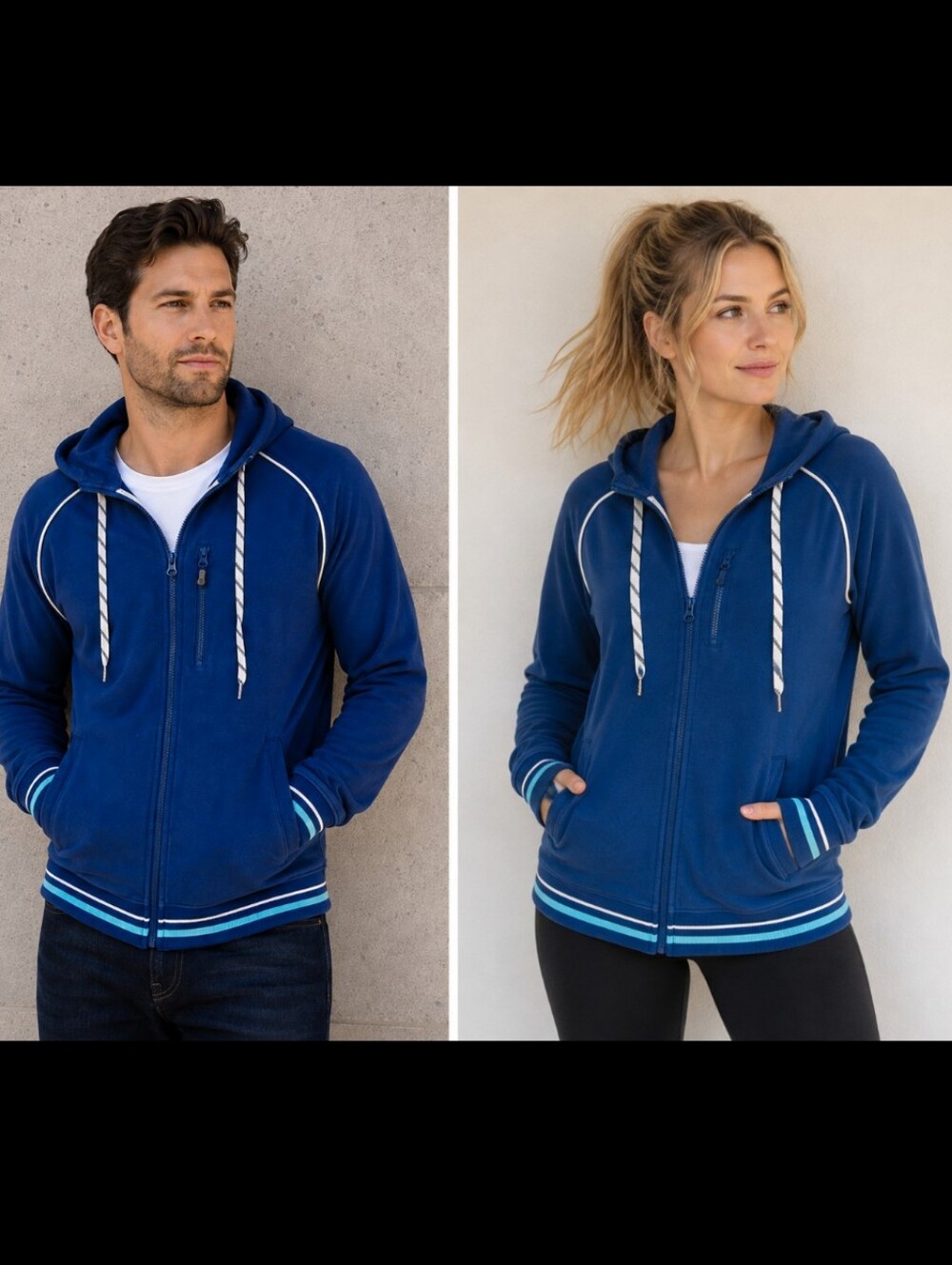 Lululemon Zip-Up Hoodie Unisex Cotton Pockets Blue Athleisure Jacket Large